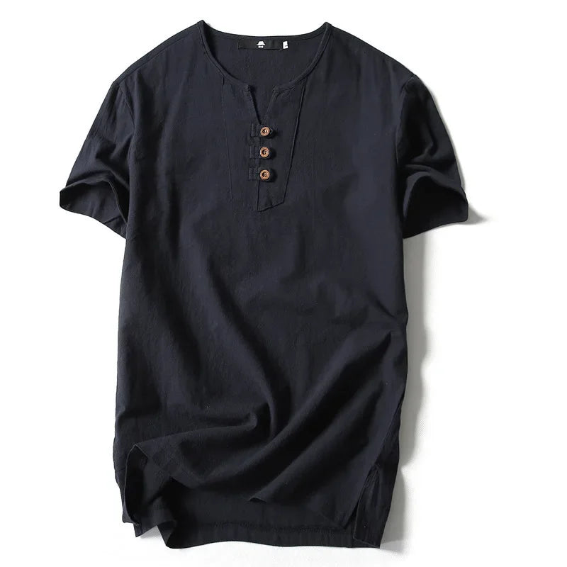 Copenhaver - Cotton-Linen Henley Tee