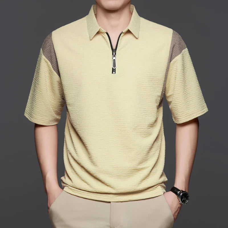 Harper - Quarter Zip Spliced Polo Shirt