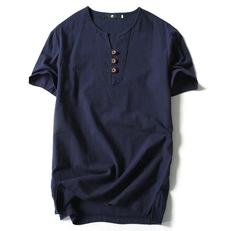 Copenhaver - Cotton-Linen Henley Tee