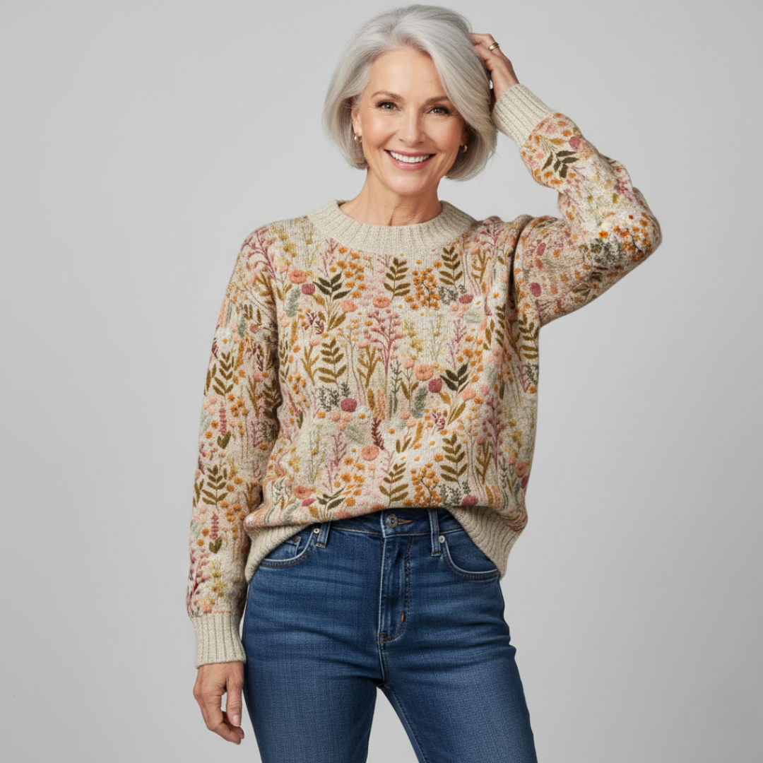 AMINA | ELEGANT FLORAL SWEATER