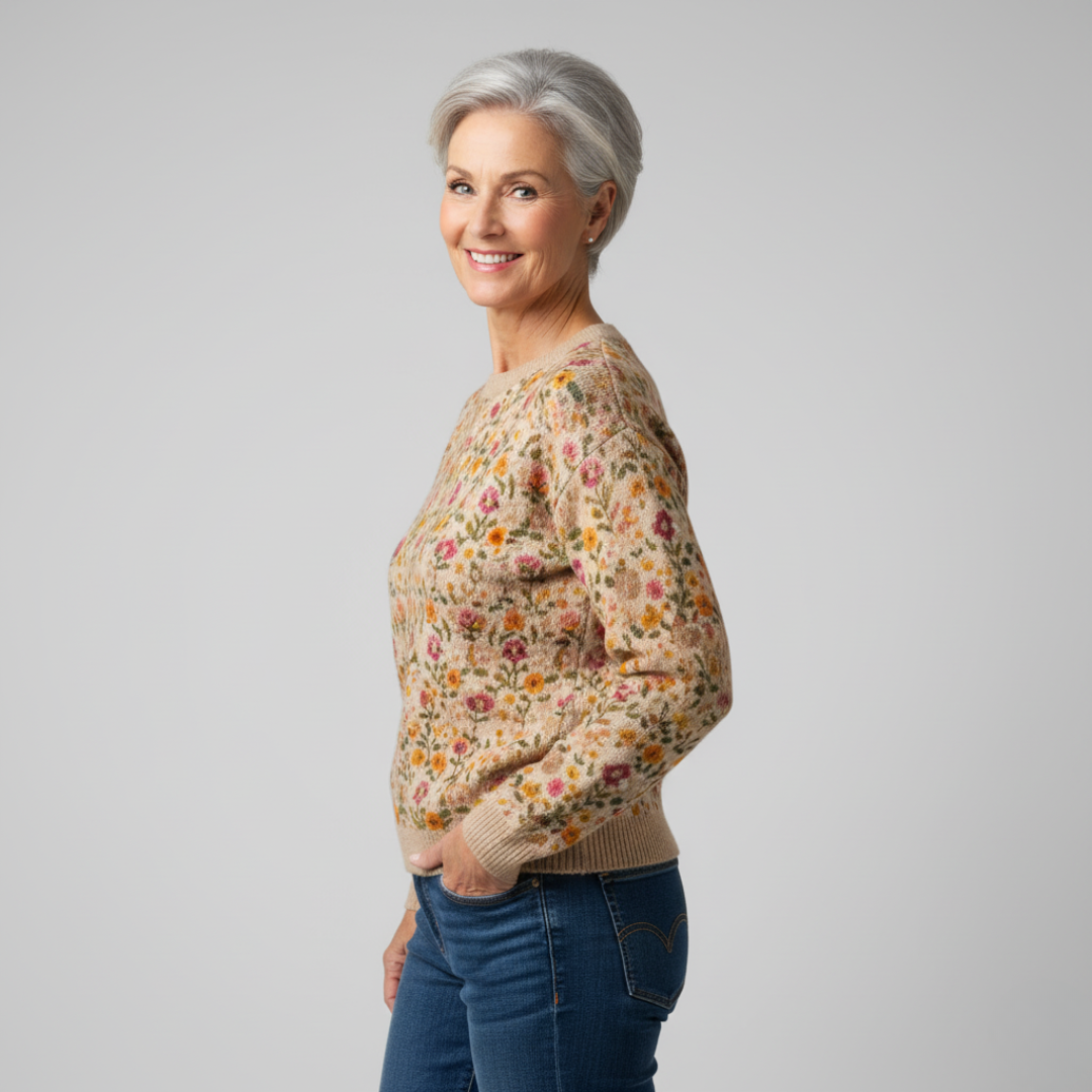 AMINA | ELEGANT FLORAL SWEATER