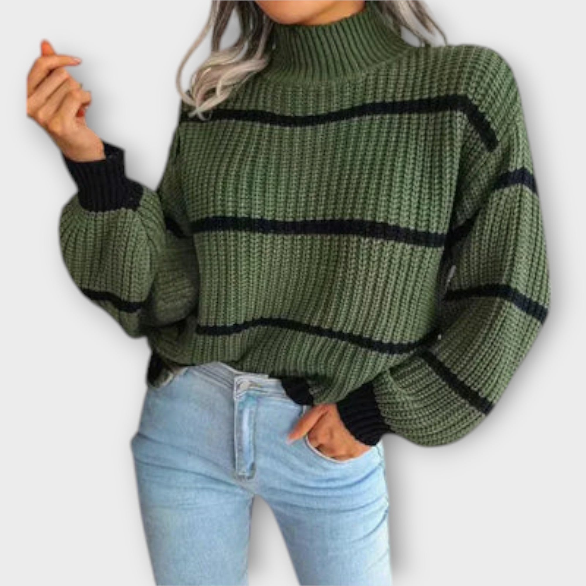 Chavala - Turtleneck Sweater with Stripes
