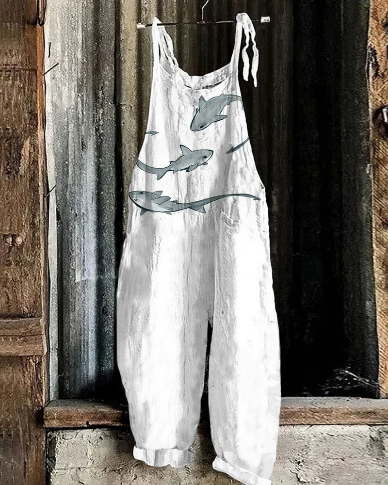 Solea | Lightweight artisanal jumpsuit in shark wave style