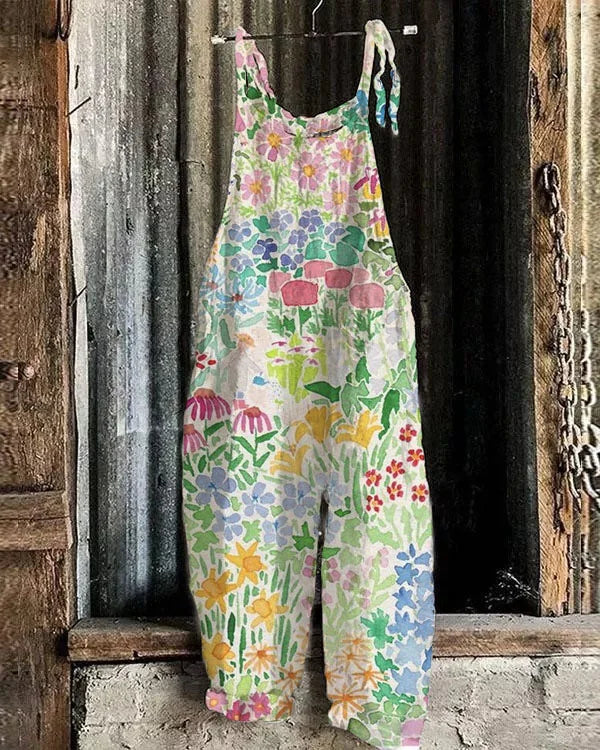 Solea | Lightweight artisanal jumpsuit in colorful garden style