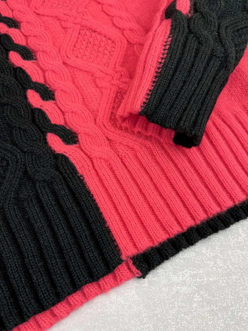 Leovia - Elegant Striped Sweater with High Neck