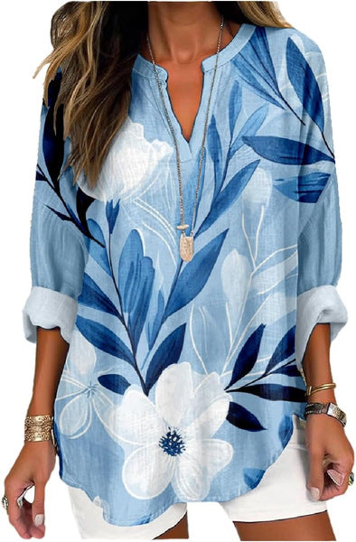 Marilyn Blue Fern Bloom Top
