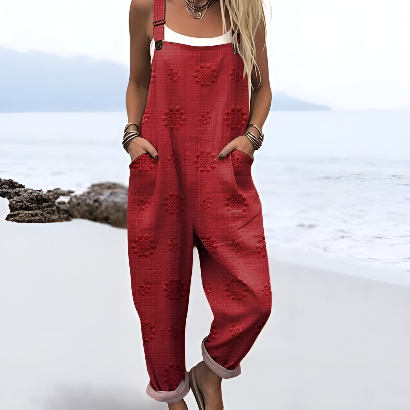 Ida | Rosewood-Patterned Overalls