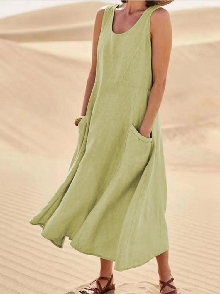 Nadzla™ Cotton & Linen Pocket Dress