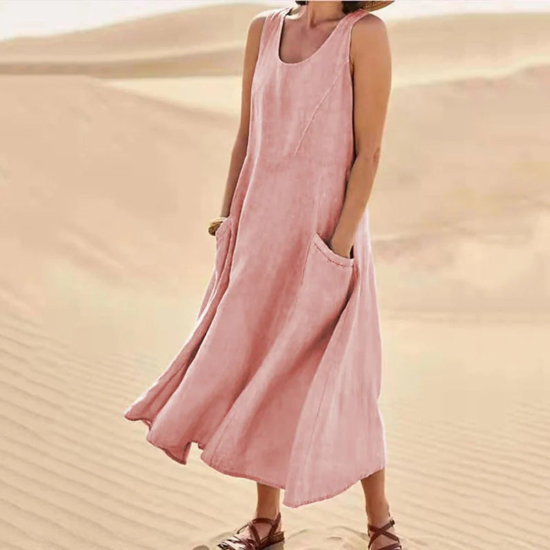 Nadzla™ Cotton & Linen Pocket Dress